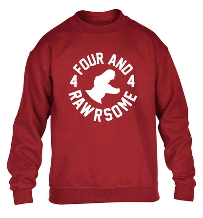 Four and rawrsome children's grey sweater 12-13 Years