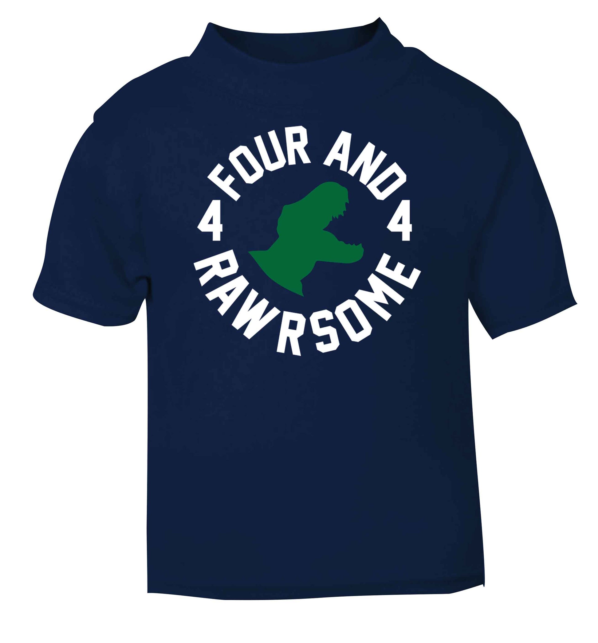 Four and rawrsome navy baby toddler Tshirt 2 Years