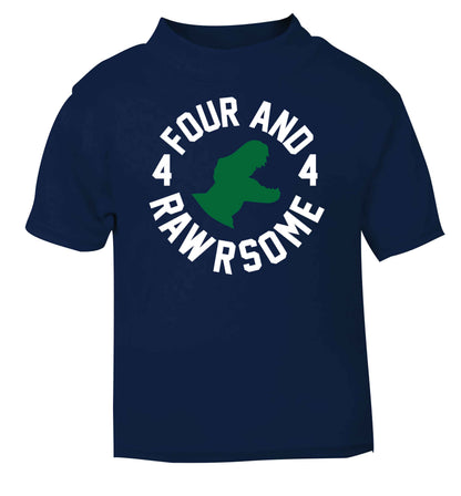 Four and rawrsome navy baby toddler Tshirt 2 Years