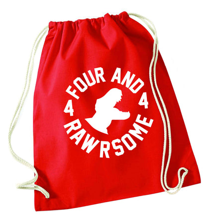 Four and rawrsome red drawstring bag 