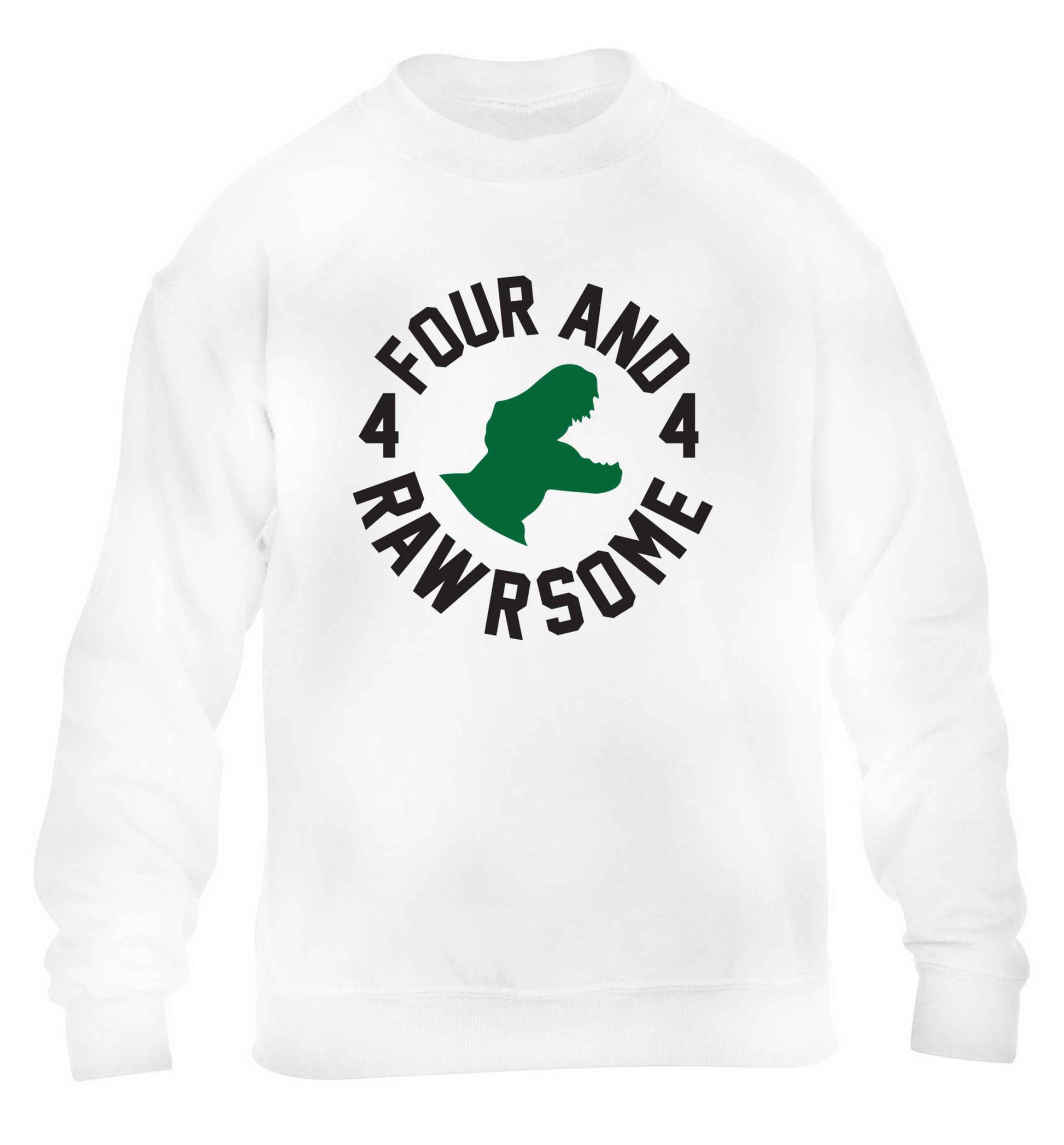 Four and rawrsome children's white sweater 12-13 Years