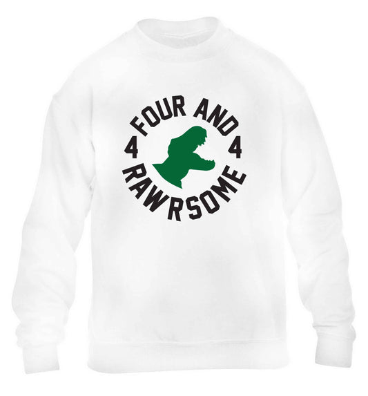 Four and rawrsome children's white sweater 12-13 Years