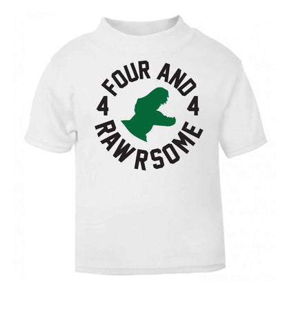 Four and rawrsome white baby toddler Tshirt 2 Years