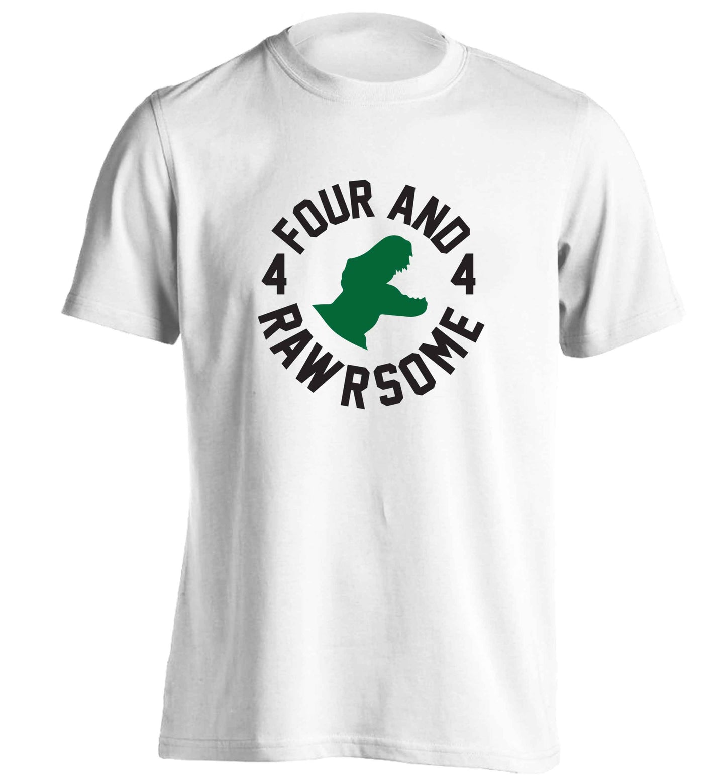 Four and rawrsome adults unisex white Tshirt 2XL