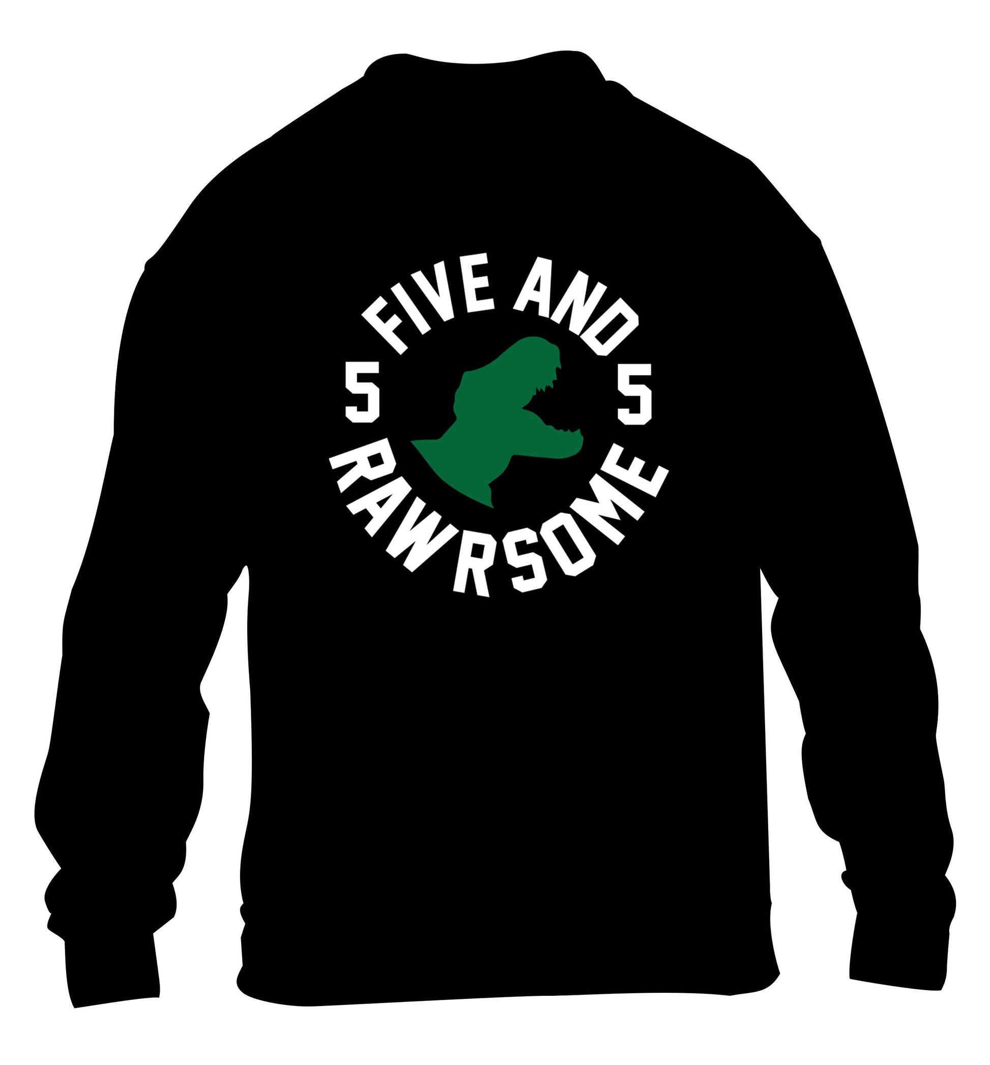 Five and rawrsome children's black sweater 12-13 Years