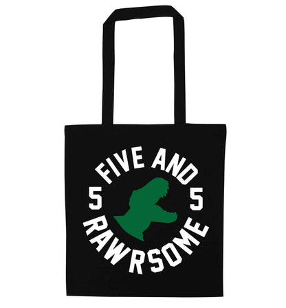 Five and rawrsome black tote bag