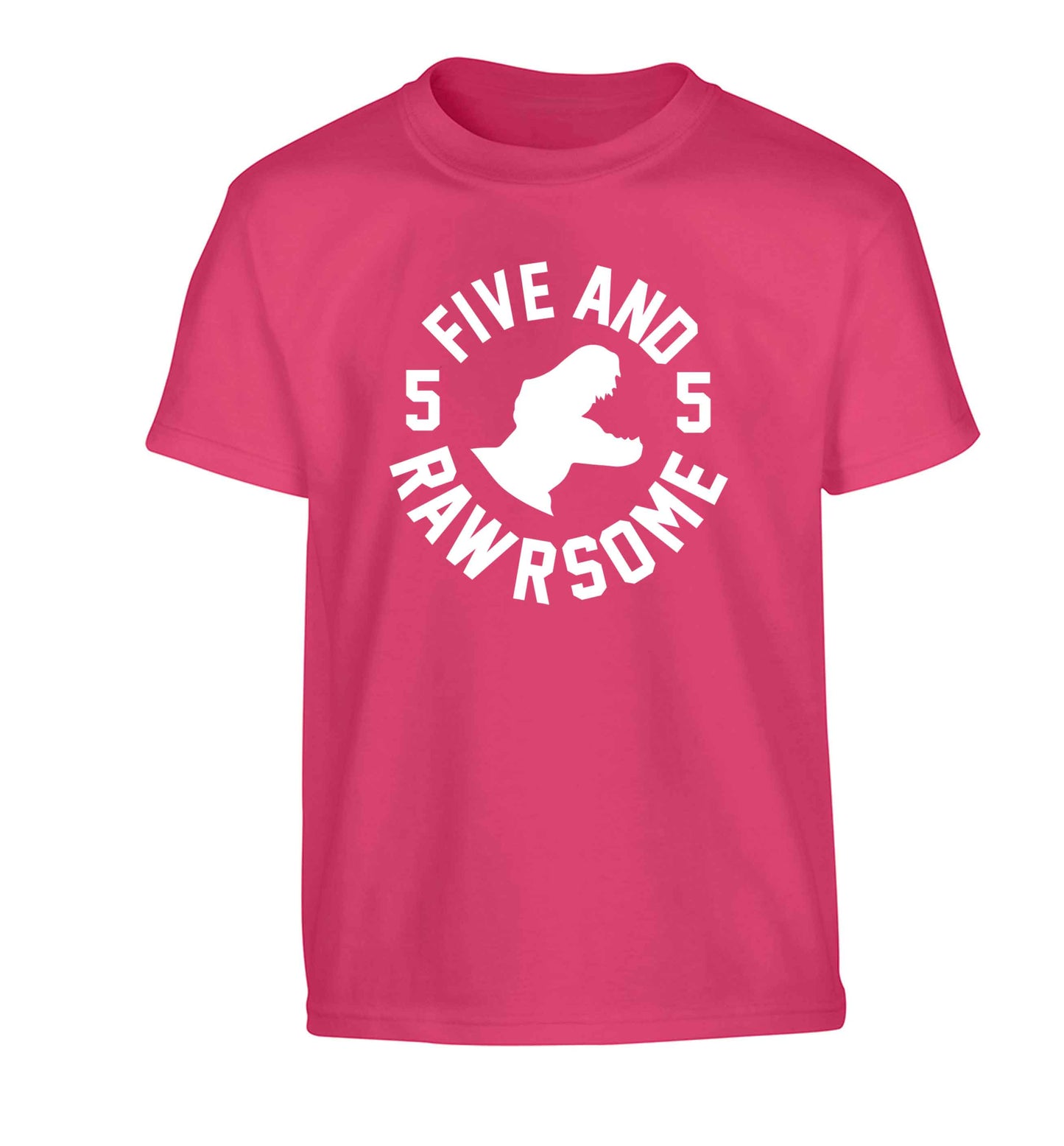 Five and rawrsome Children's pink Tshirt 12-13 Years