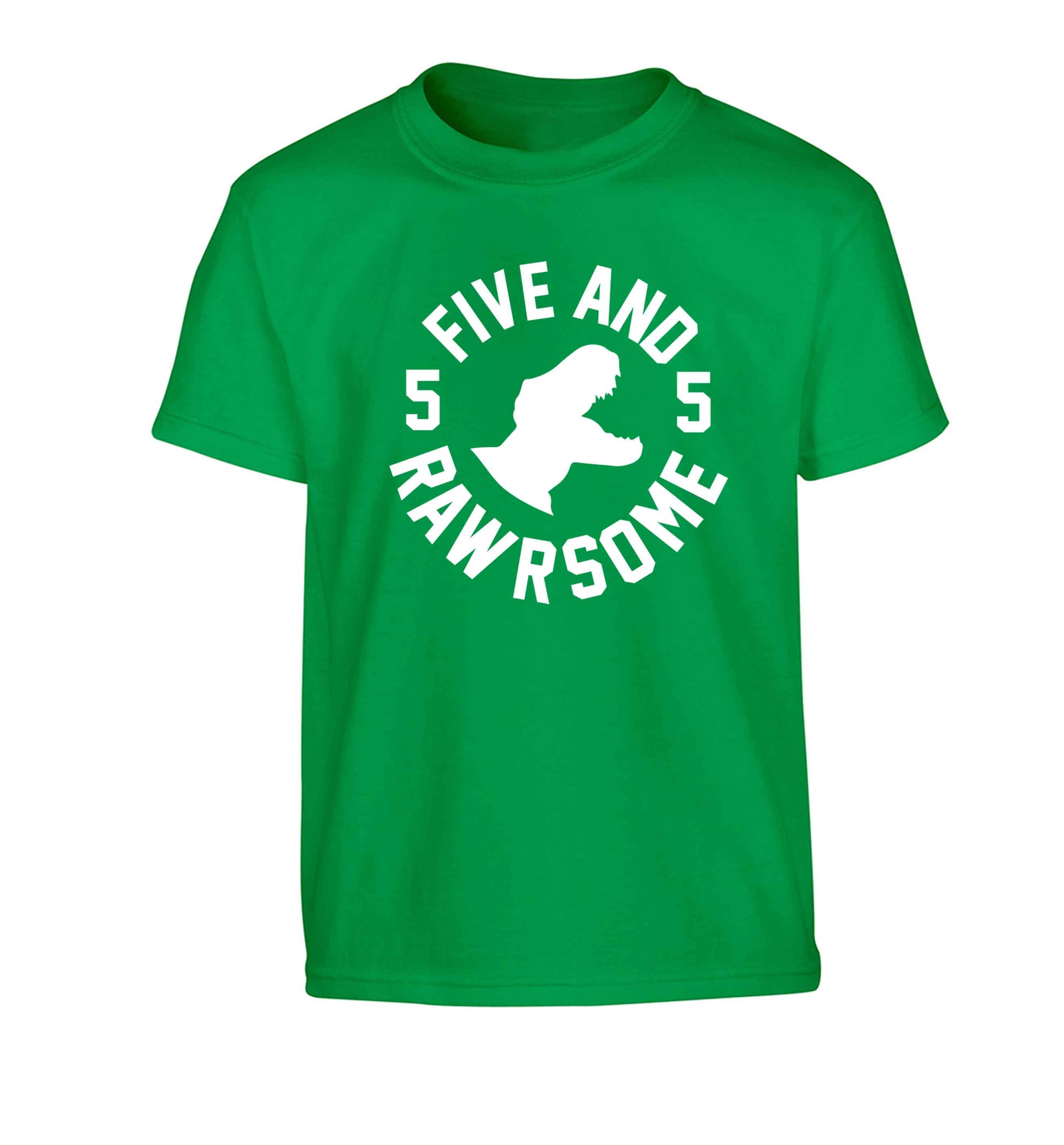 Five and rawrsome Children's green Tshirt 12-13 Years
