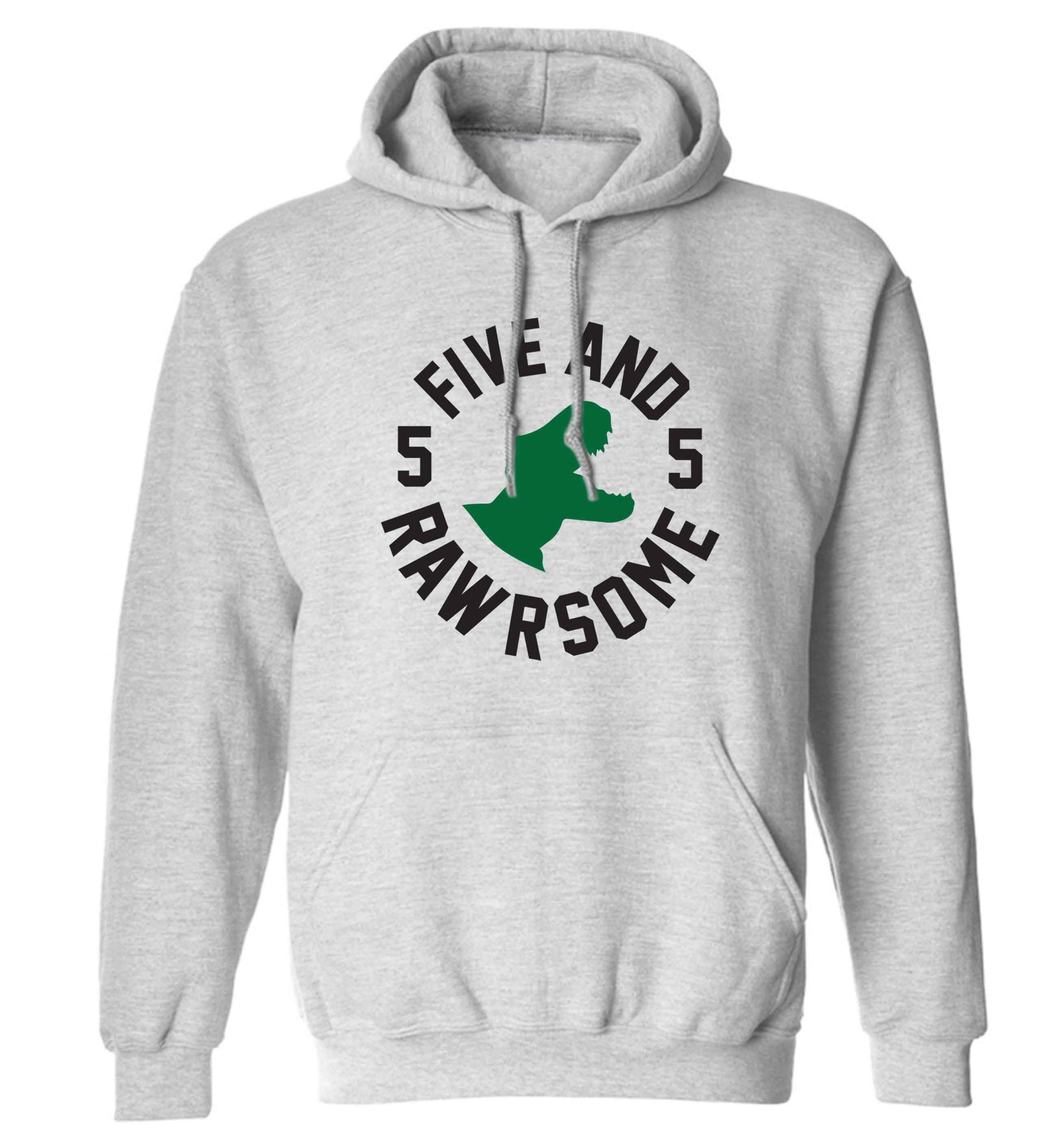 Five and rawrsome adults unisex grey hoodie 2XL