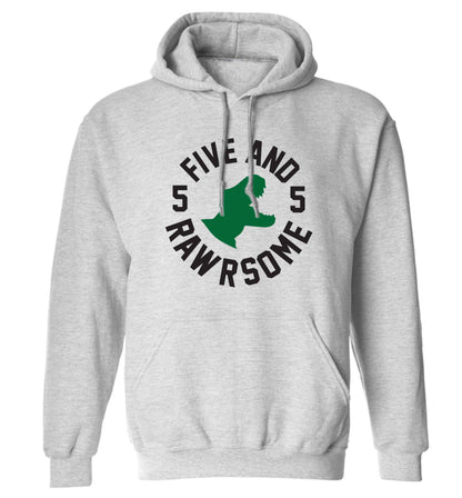 Five and rawrsome adults unisex grey hoodie 2XL