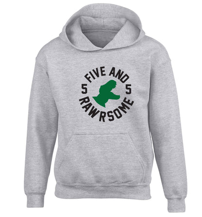 Five and rawrsome children's grey hoodie 12-13 Years