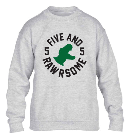 Five and rawrsome children's grey sweater 12-13 Years