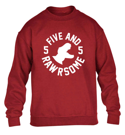 Five and rawrsome children's grey sweater 12-13 Years