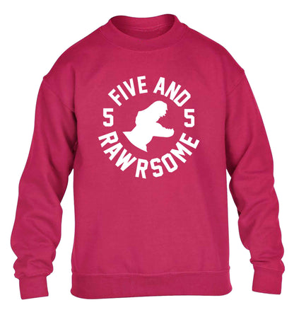 Five and rawrsome children's pink sweater 12-13 Years