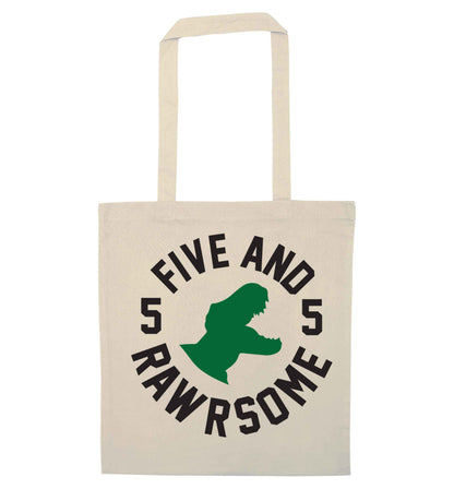 Five and rawrsome natural tote bag