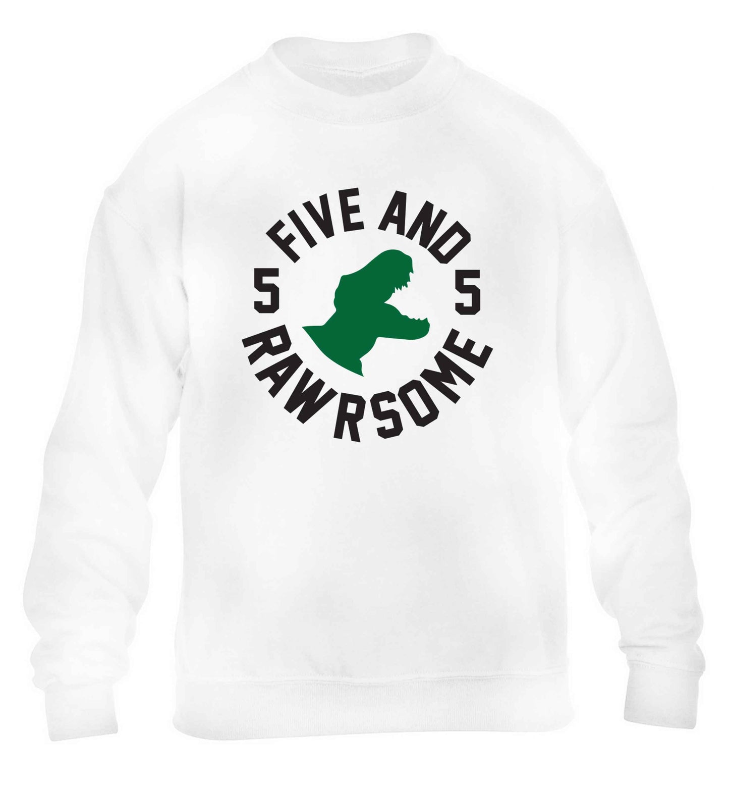 Five and rawrsome children's white sweater 12-13 Years