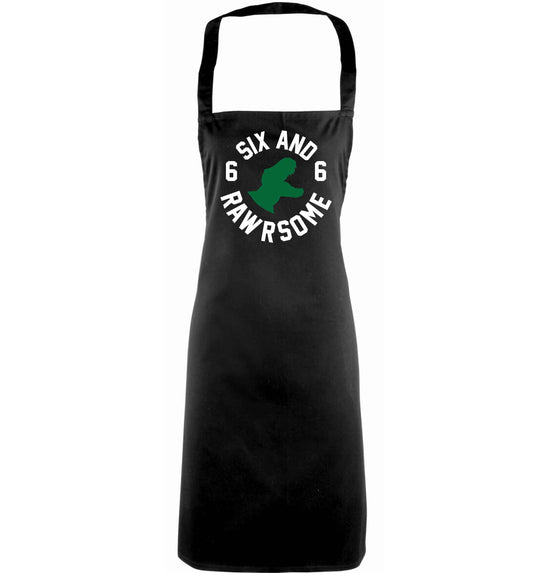 Six and rawrsome adults black apron