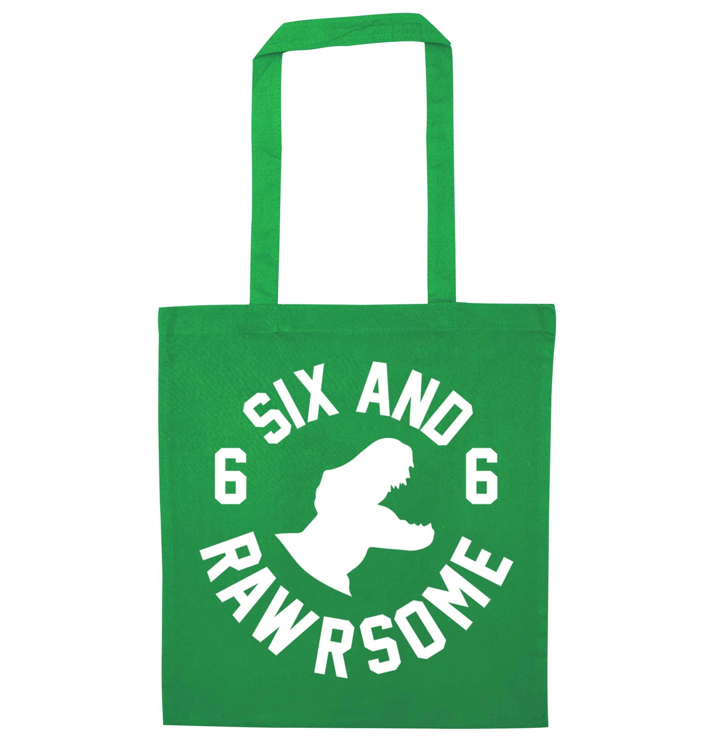 Six and rawrsome green tote bag