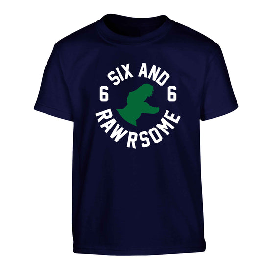 Six and rawrsome Children's navy Tshirt 12-13 Years