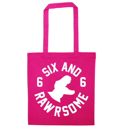 Six and rawrsome pink tote bag