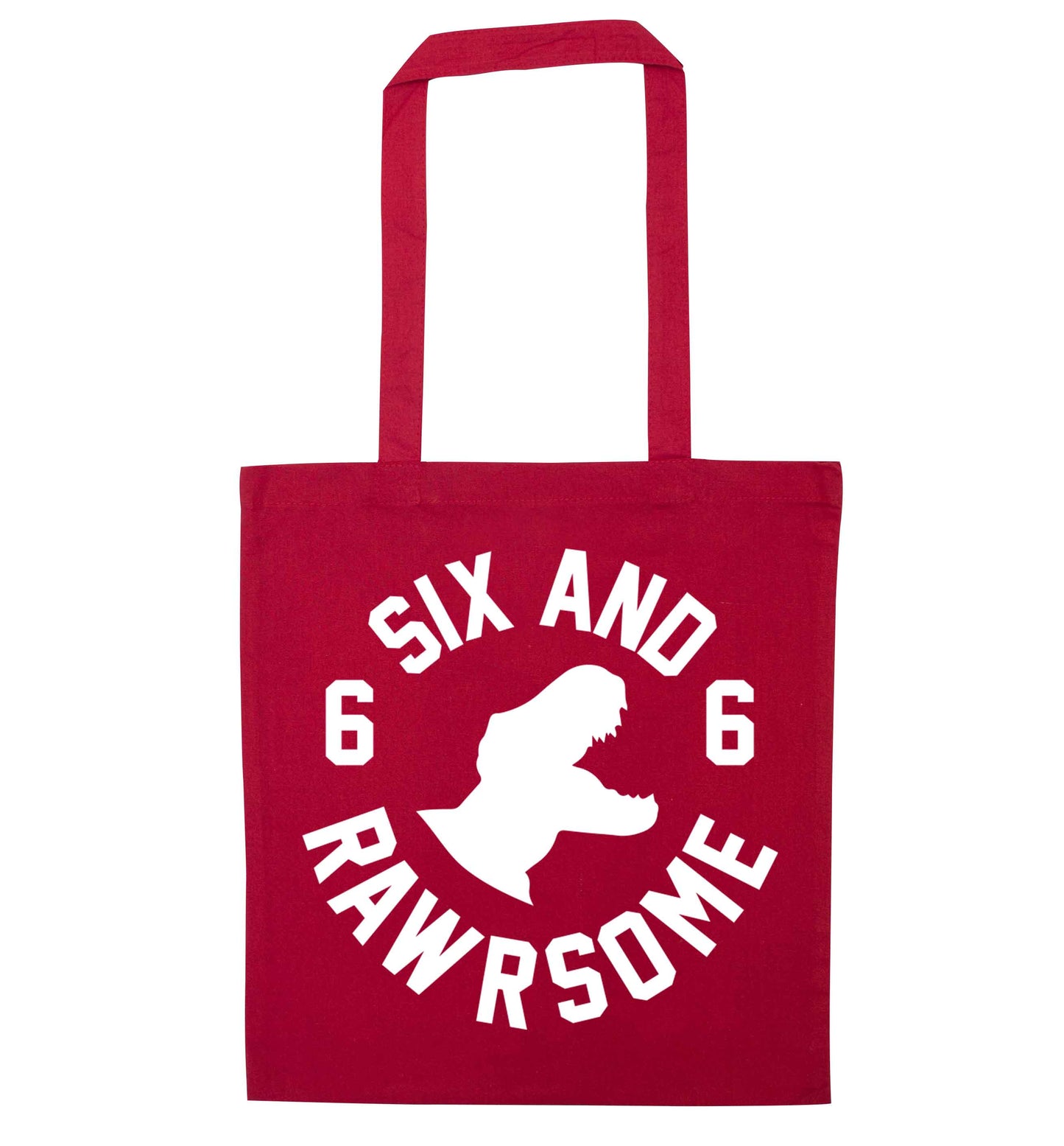 Six and rawrsome red tote bag