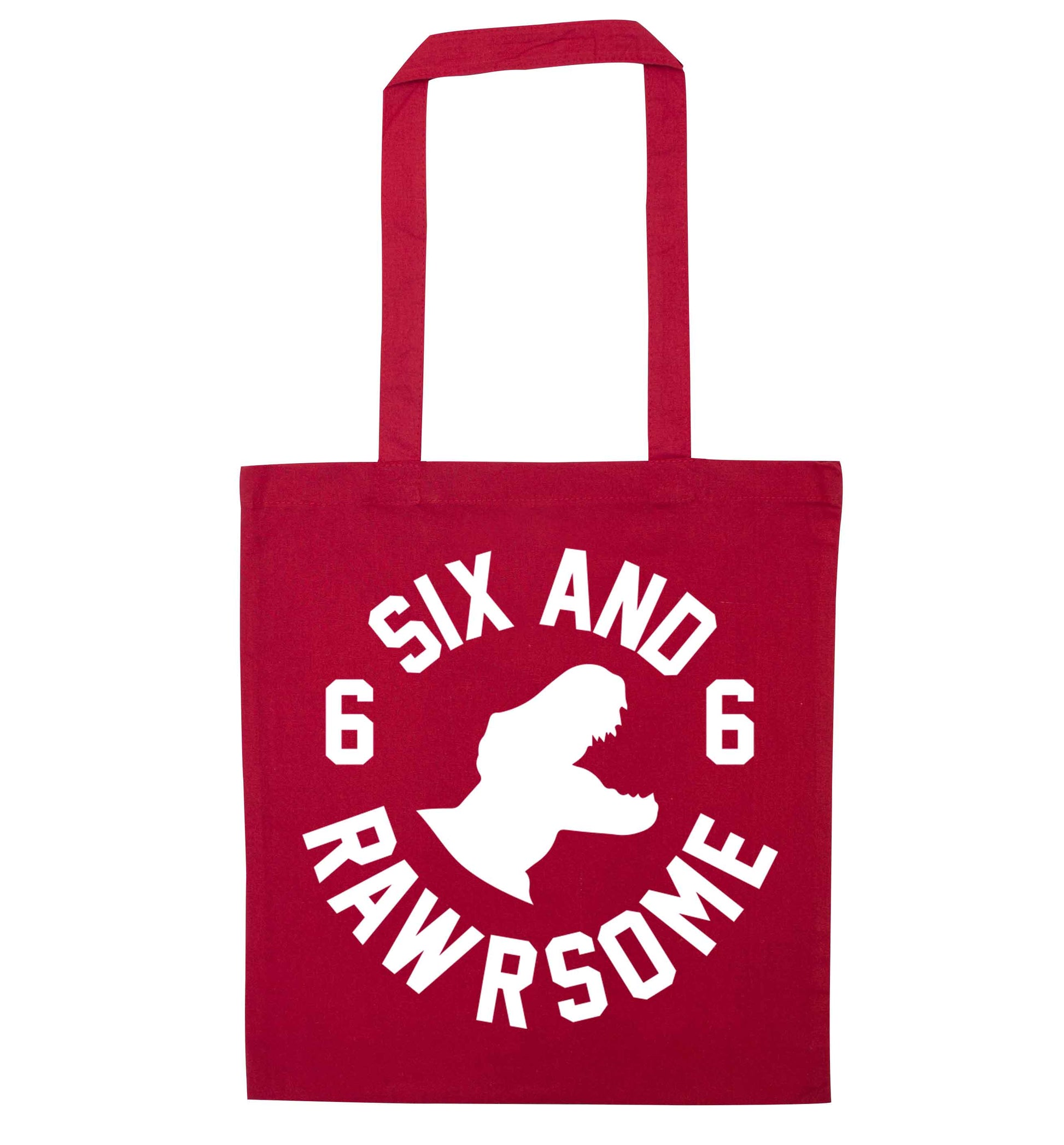 Six and rawrsome red tote bag