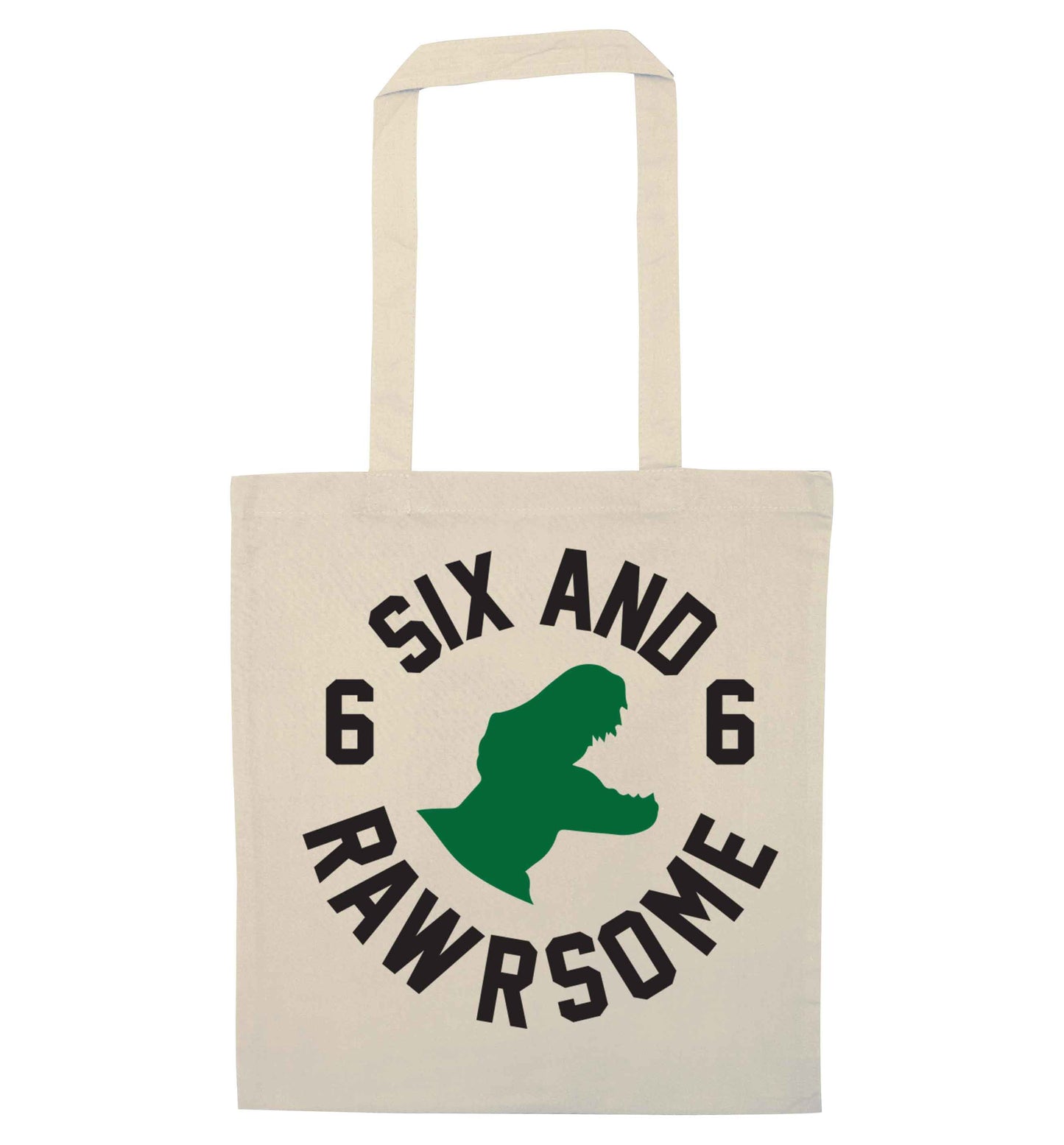Six and rawrsome natural tote bag