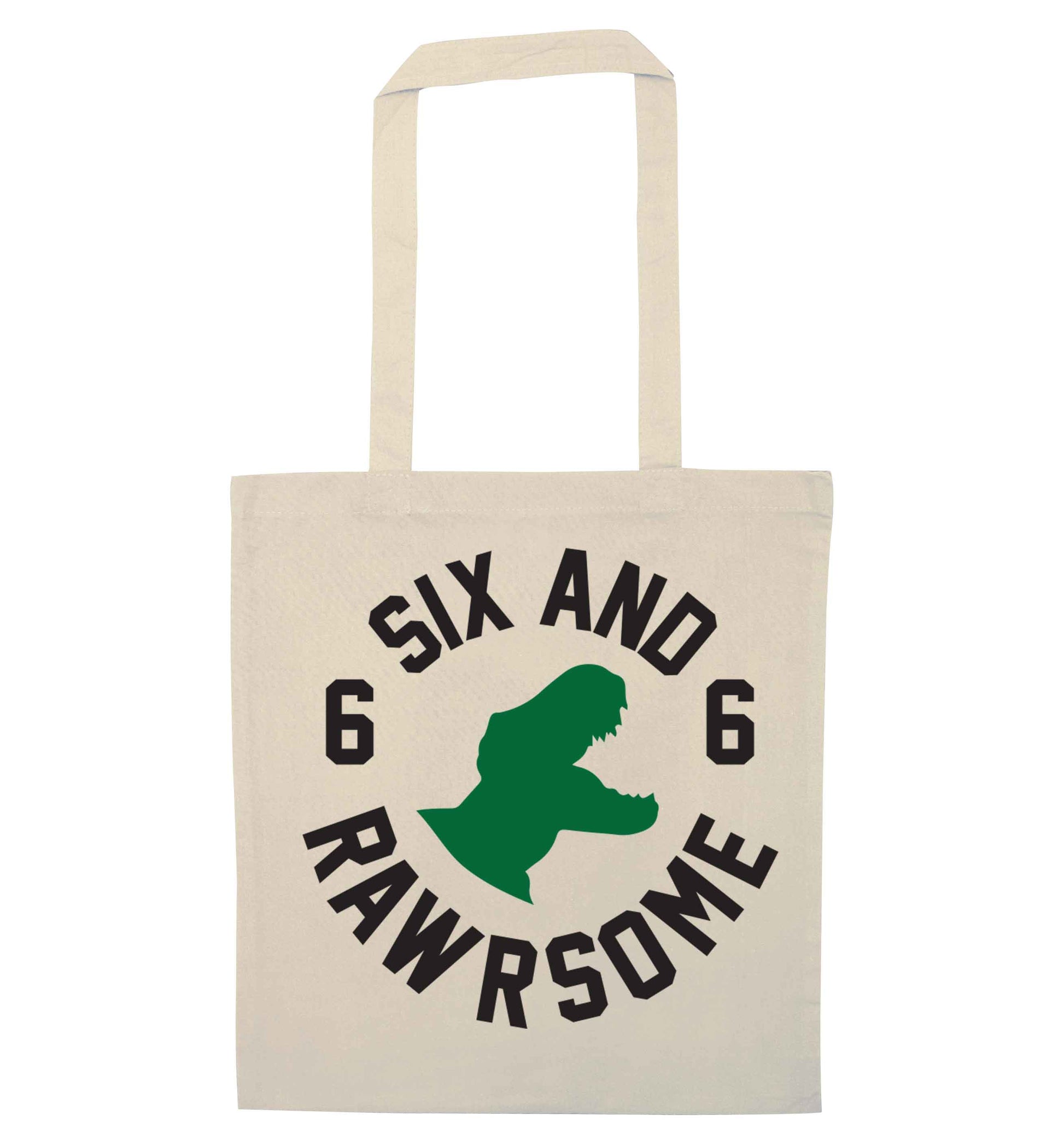 Six and rawrsome natural tote bag