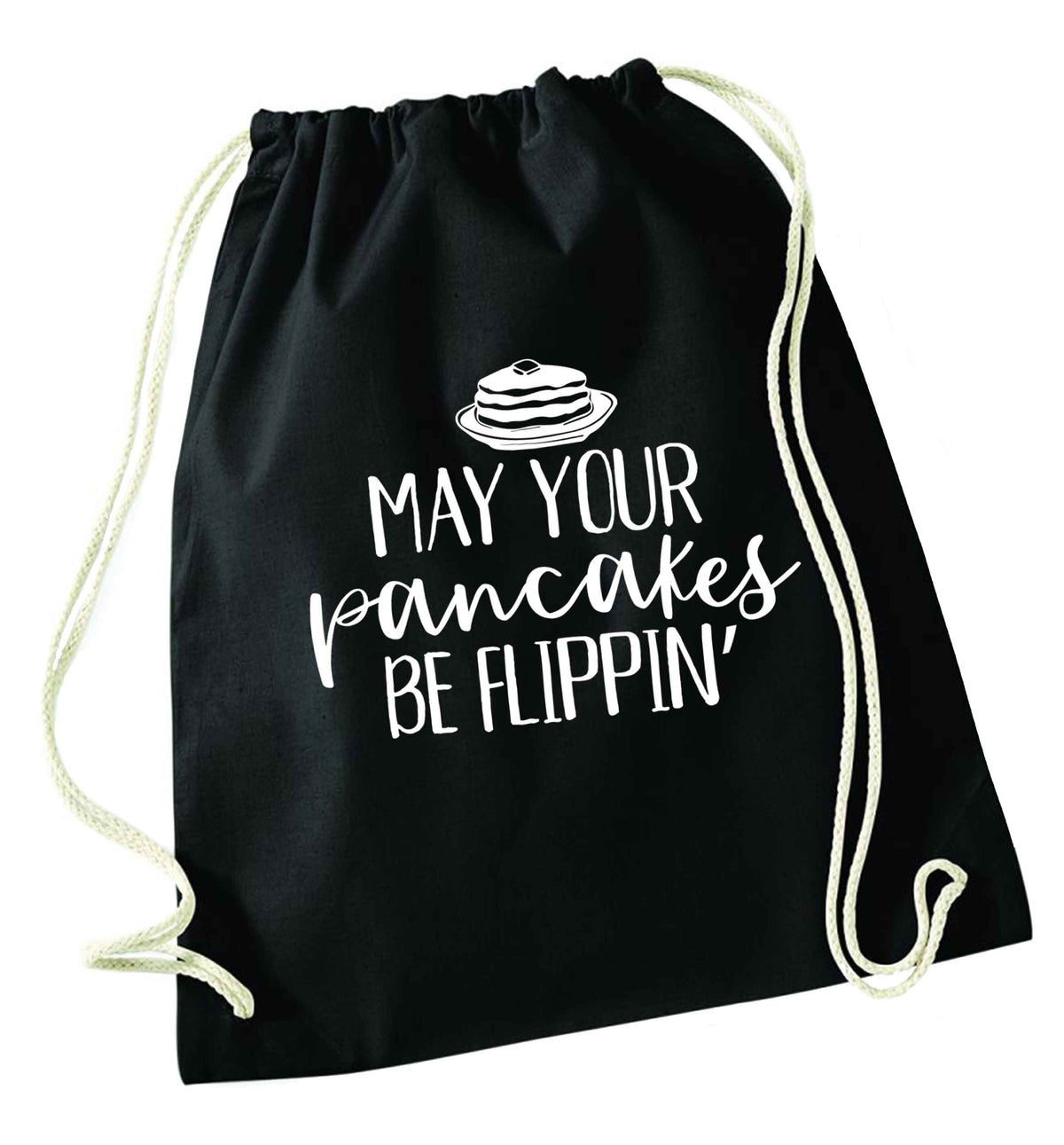 May your pancakes be flippin' black drawstring bag