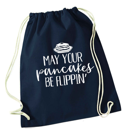 May your pancakes be flippin' navy drawstring bag