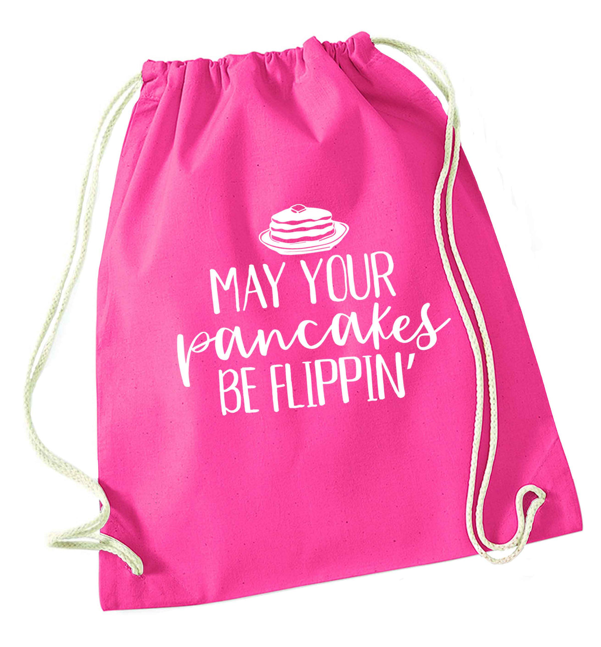 May your pancakes be flippin' pink drawstring bag