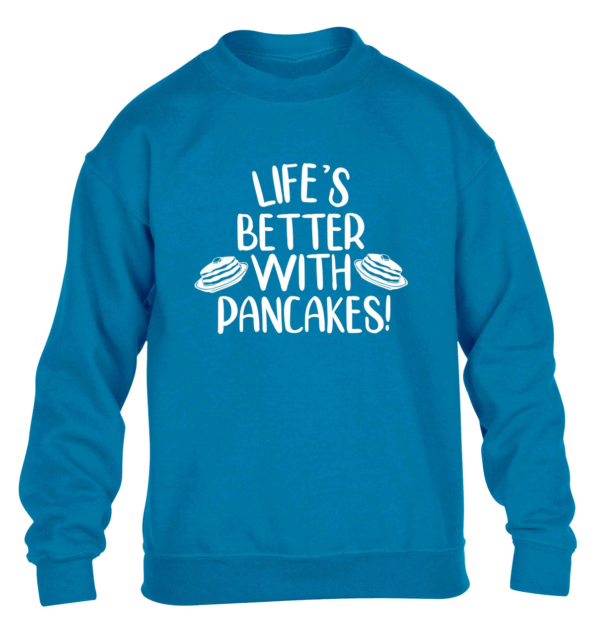 Life's better with pancakes children's blue sweater 12-13 Years