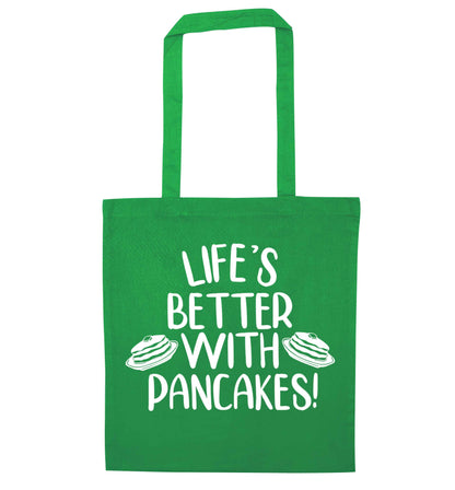 Life's better with pancakes green tote bag