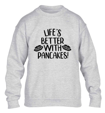 Life's better with pancakes children's grey sweater 12-13 Years