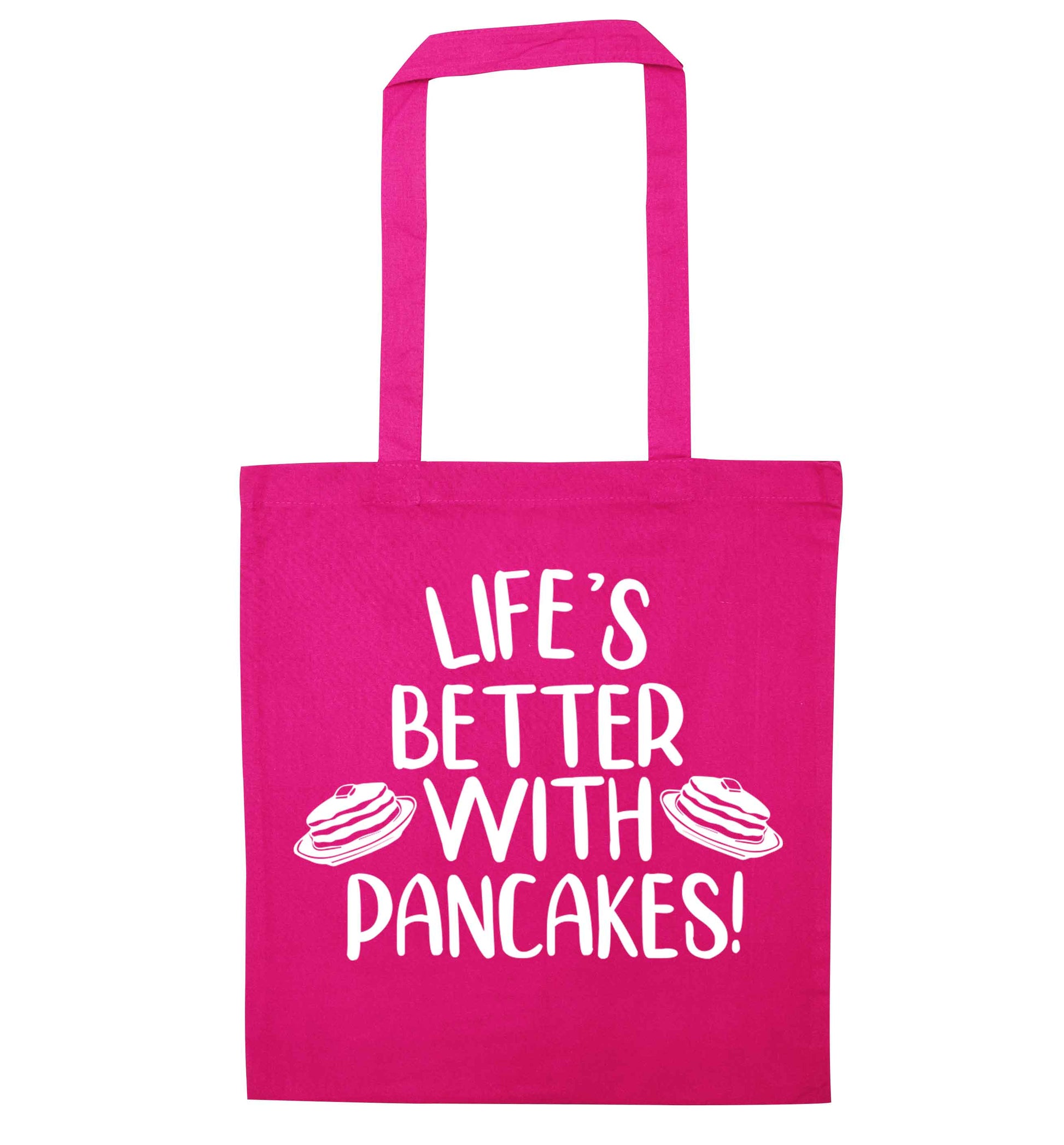 Life's better with pancakes pink tote bag