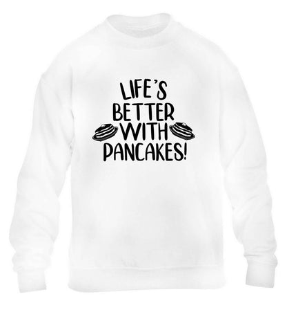 Life's better with pancakes children's white sweater 12-13 Years