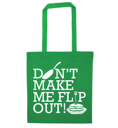 Don't make me flip out green tote bag