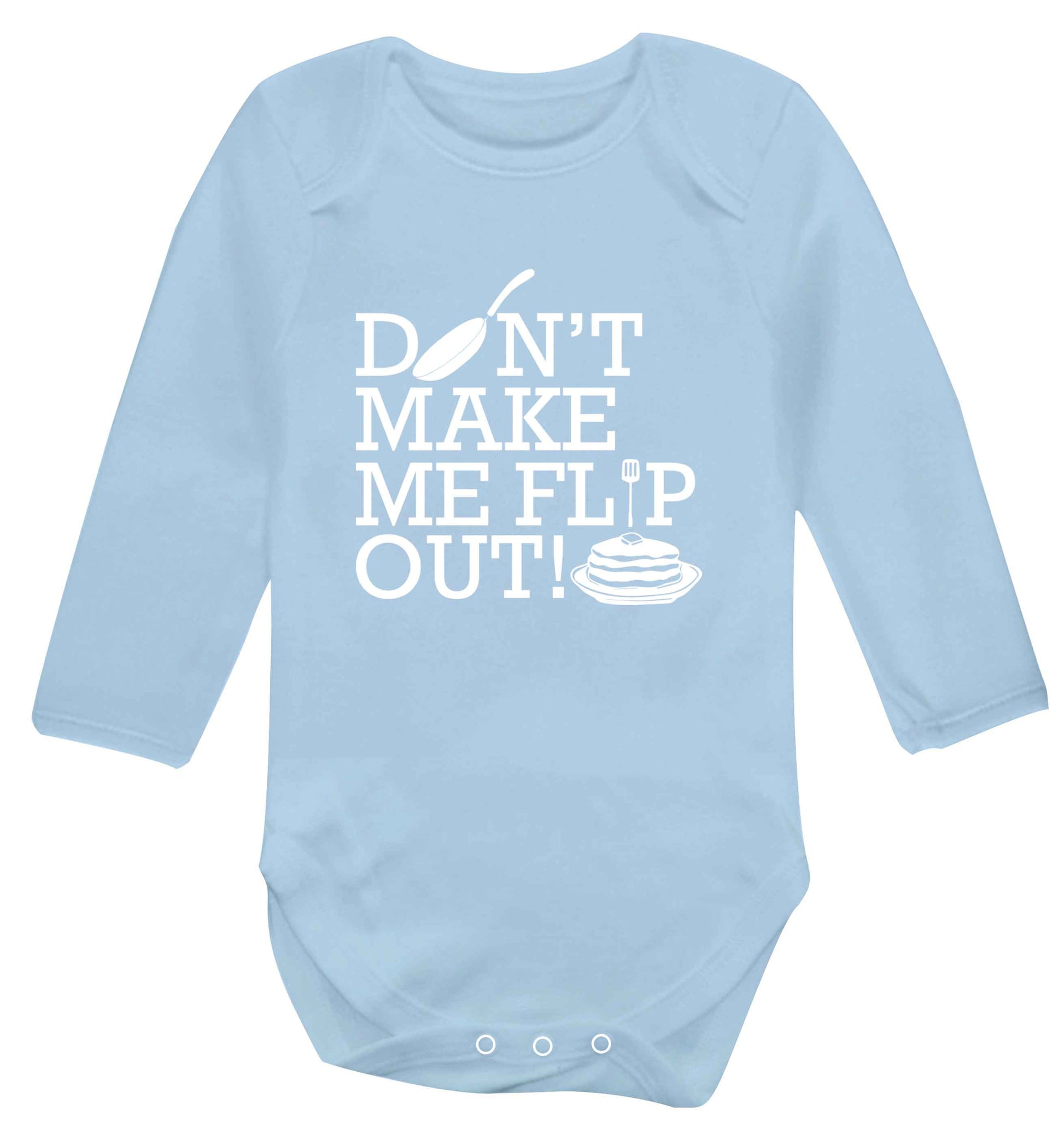 Don't make me flip out baby vest long sleeved pale blue 6-12 months