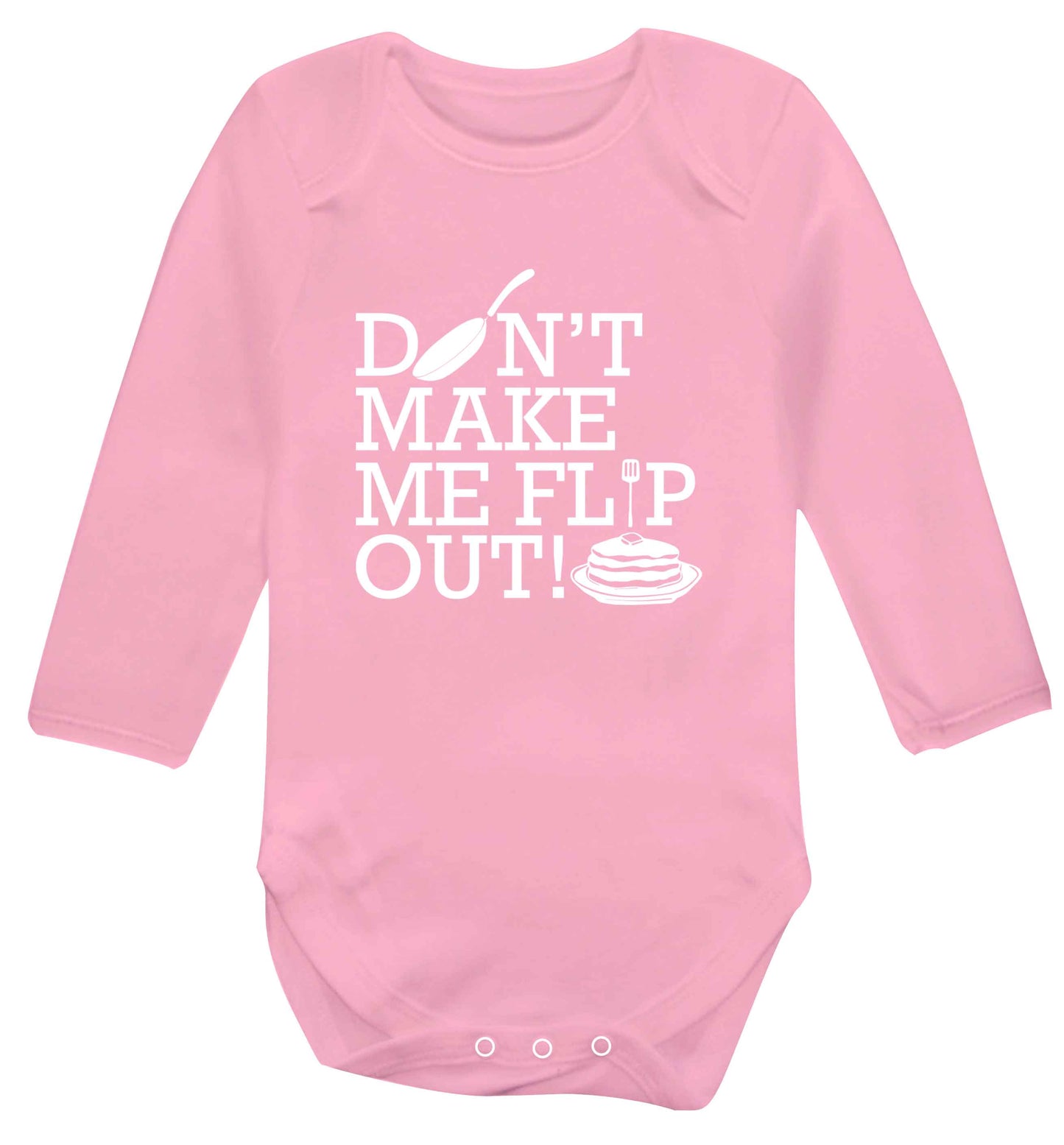 Don't make me flip out baby vest long sleeved pale pink 6-12 months