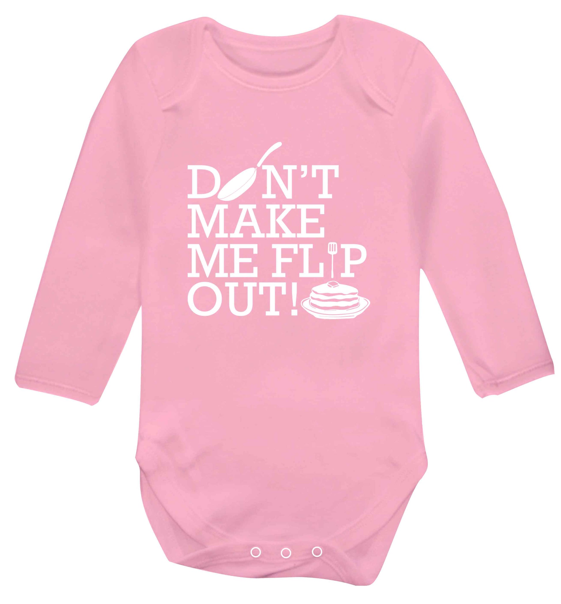 Don't make me flip out baby vest long sleeved pale pink 6-12 months