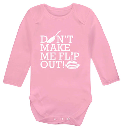 Don't make me flip out baby vest long sleeved pale pink 6-12 months