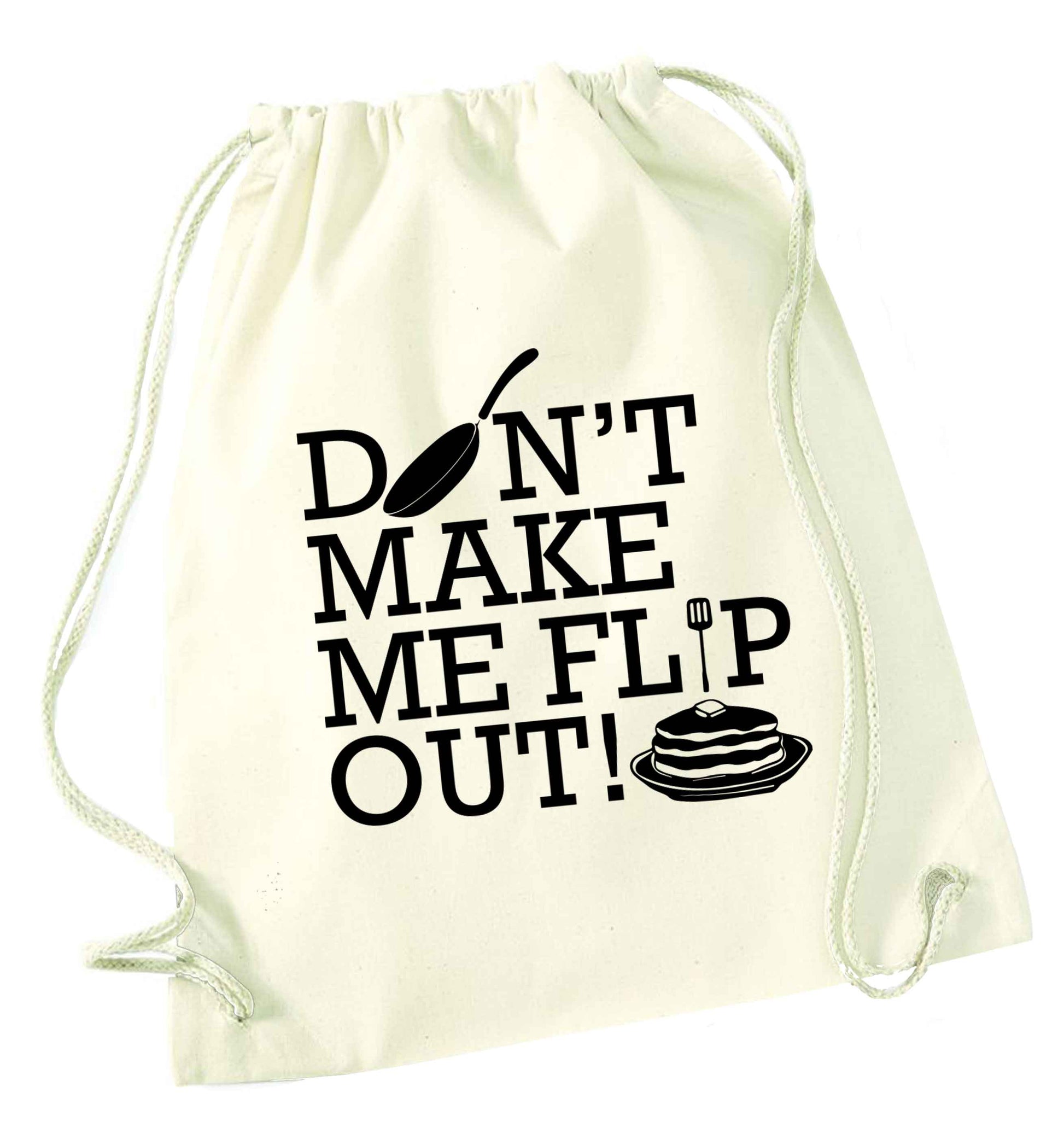 Don't make me flip out natural drawstring bag