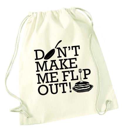 Don't make me flip out natural drawstring bag