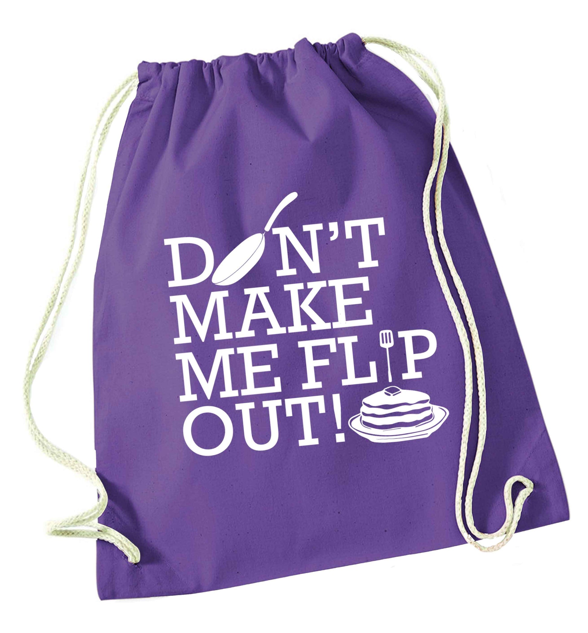 Don't make me flip out purple drawstring bag