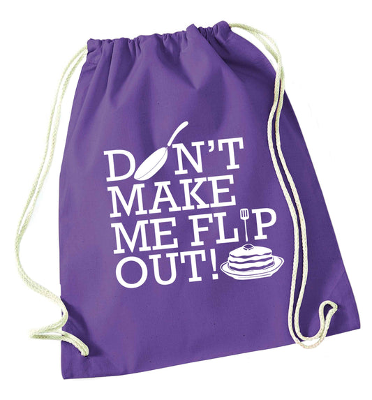 Don't make me flip out purple drawstring bag