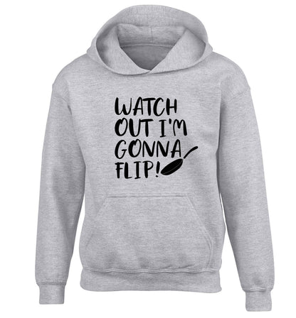 Watch out I'm gonna flip! children's grey hoodie 12-13 Years