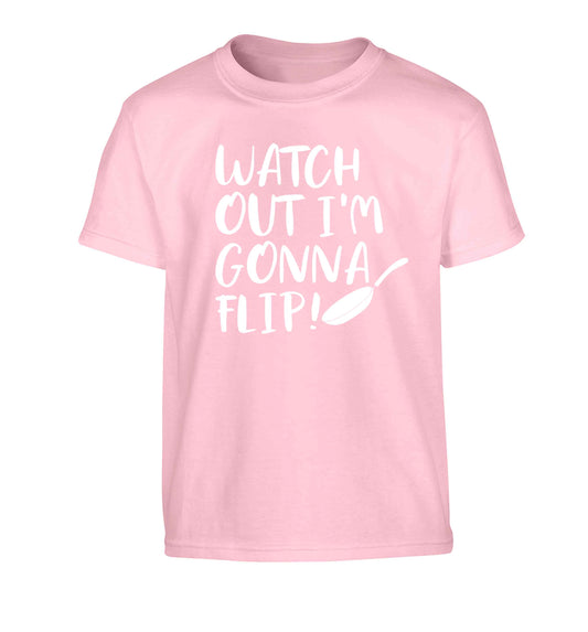 Watch out I'm gonna flip! Children's light pink Tshirt 12-13 Years