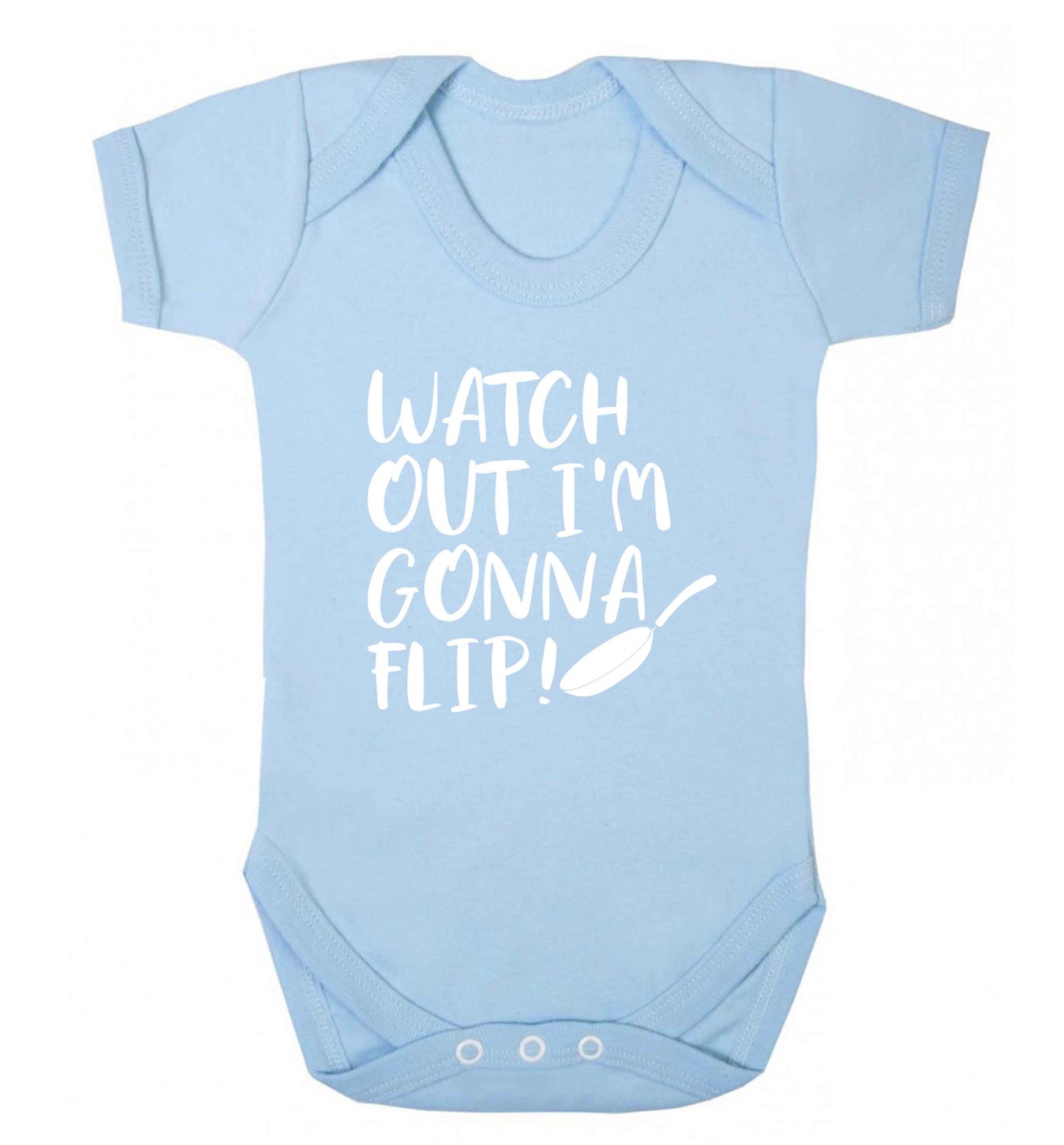 Watch out I'm gonna flip! baby vest pale blue 18-24 months