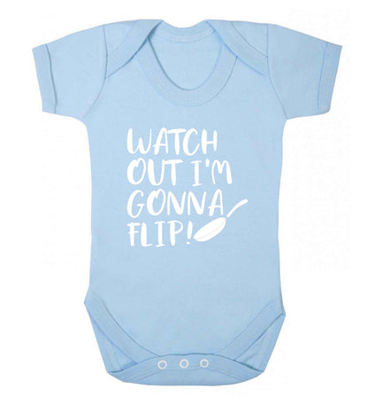 Watch out I'm gonna flip! baby vest pale blue 18-24 months