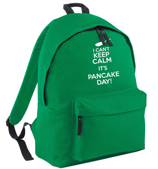 I can't keep calm it's pancake day! green adults backpack